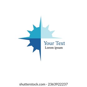 Un icono abstracto de la brújula azul
