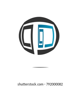 abstract icon blue and grey logo. illustration vector design. isolated on white background.
