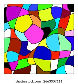 Abstract icon. Bright color blocks. Mosaic pattern shape. Vector stained style. EPS 10.