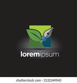 abstract icon brush logo with leaves