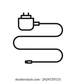 Abstract icon of cable with charger for technology designs