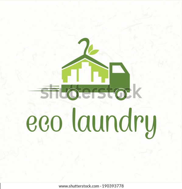 Abstract\
icon of the car with delivery from eco\
laundry