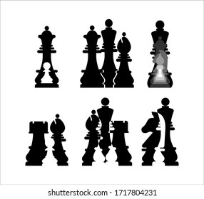 Conjunto de peças de xadrez preto e branco vetor(es) de stock de ©Malchev  242652260