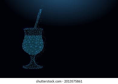 Abstract icon cocktail made from lines and triangles. Low poly style design.