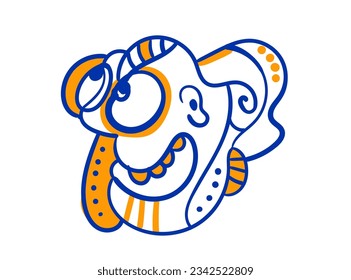 Abstract icon with contemporary abstract aesthetics. Continuous lines in a single-line hand-drawn sketch vector illustration.