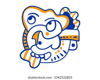 Icono abstracto con estética abstracta contemporánea. Líneas continuas en una ilustración vectorial de esbozo dibujada a mano de una sola línea.