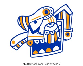 Icono abstracto con estética abstracta contemporánea. Líneas continuas en una ilustración vectorial de esbozo dibujada a mano de una sola línea.
