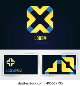 abstract icon design element with business card templates dark background vector illustration