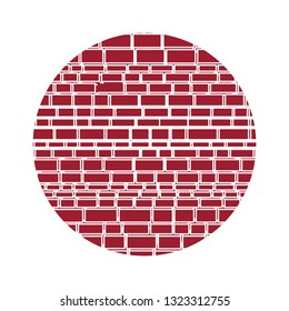 Abstract icon design template, round shape. Brick wall texture