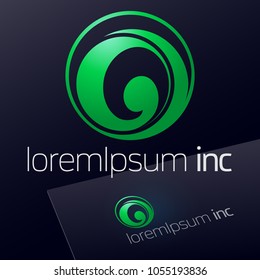 Abstract icon, eco sign in sphere shape. Green logo vector for Ecology, Pharmacy, Medicine activity