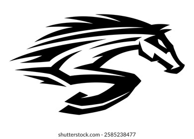 Abstract icon fast horse on white background.