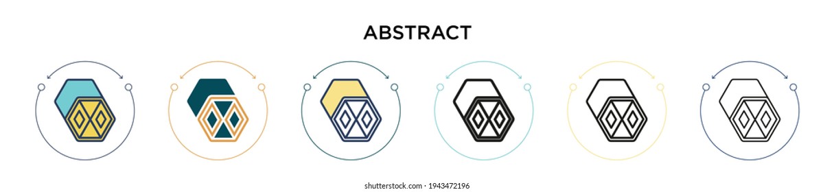 Icono abstracto en el estilo relleno, delgado, contorno y trazo. Ilustración vectorial de dos iconos vectoriales abstractos de color y negro se puede utilizar para móviles, ui, web