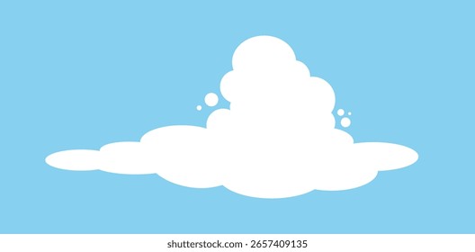 Abstract icon of a flat cartoon fluffy cloud on a transparent background. Design elements for weather forecasting, book illustrations, and comics. Vector EPS 10.