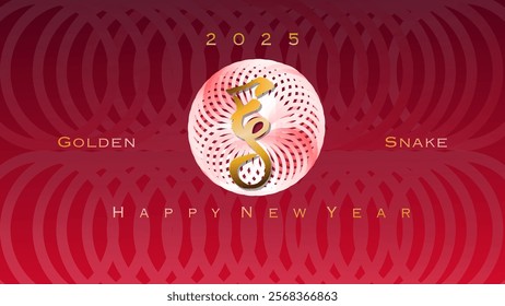 The abstract icon “乙巳”represents the forty-second term of the Chinese sexagenary cycle. Pink circle in the red background, represents the best wishes for the Chinese New Year.