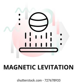 Abstract icon of future technology - magnetic levitation on color geometric shapes background, for graphic and web design