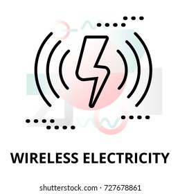 Abstract icon of future technology - wireless electricity on color geometric shapes background, for graphic and web design