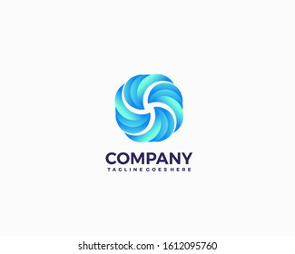 abstract icon geometric blue gradient logo design template