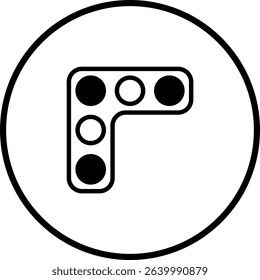 Abstract Icon of Geometric Shapes and Circles in Minimalist Design with Bold Outline
