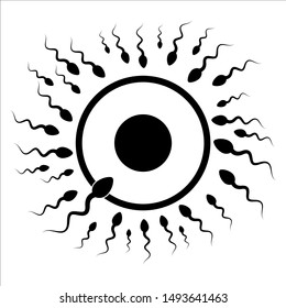 abstract icon goal , sperm vector icon, Vector background sperm that runs towards the egg, Competition concept