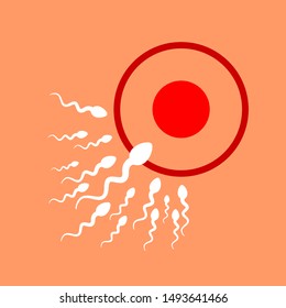 abstract icon goal , sperm vector icon, Vector background sperm that runs towards the egg, Competition concept