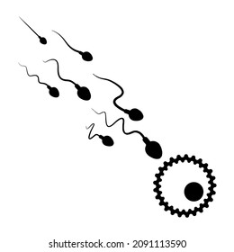 abstract icon goal , sperm vector icon, Vector background sperm that runs towards the egg, Competition concept