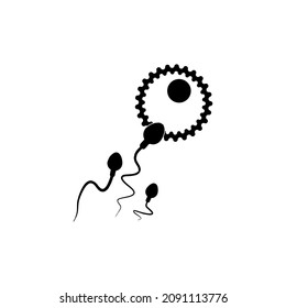 objetivo de icono abstracto , icono de vector espermatozoide, esperma de fondo vectorial que va hacia el huevo, concepto de competencia