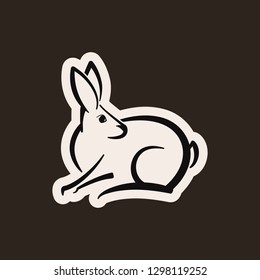 Abstract icon of a hare shape. Outline symbol. Vector illustration.