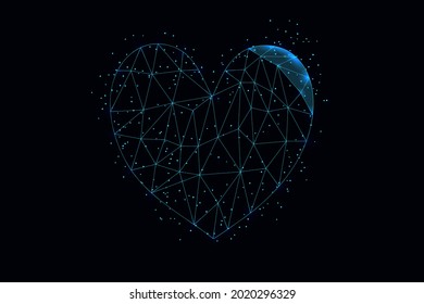 Icono abstracto Corazón hecho de líneas y triángulos. Diseño de bajo estilo polaco.	