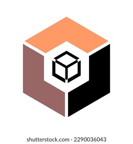 Abstract Icon in Hexagon Shape. Geometric Design Element. Vector Art.