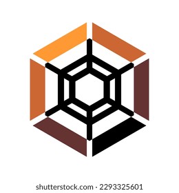 Icono abstracto en forma de hexágono. Elemento de diseño geométrico. Arte vector.