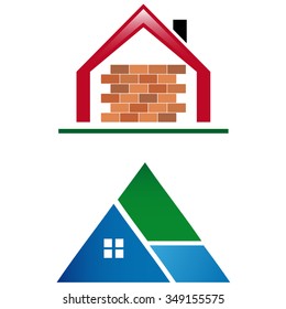 Abstract icon house made of bricks