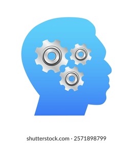 Abstract icon. Human head and brain. Concept of mental health. Vector illustration