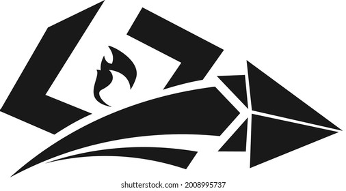 Abstract icon for "idea", programming brackets with a paper plane.
