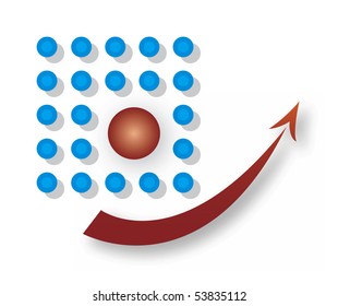 Abstract Icon Illustration with Dots and Arrow