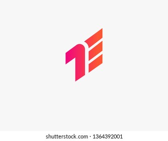 Abstract icon logo number 1 and wing for company