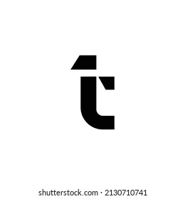 abstract icon logo number 1 and letter t in one