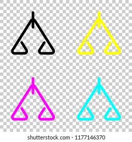 abstract icon or logo of scale. Colored set of cmyk icons on transparent background
