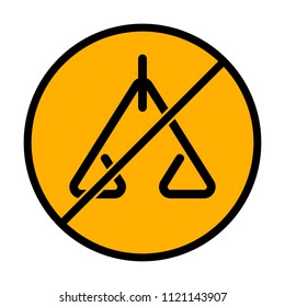 abstract icon or logo of scale. not allowed, black object in warning sign with orange background color