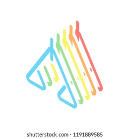 abstract icon or logo of scale. Stack of colorful isometric icons on white background