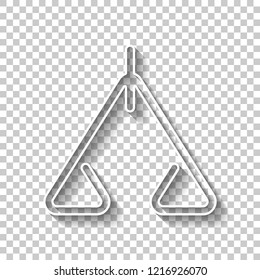 abstract icon or logo of scale. White outline sign with shadow on transparent background