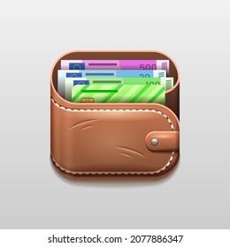 Abstract Icon Logo Symbol Sign Wallet Cash Money Euro Vector Design Style Finance Business Pay Card Shopping