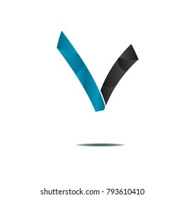 abstract icon logo v letter sign isolated on white background
