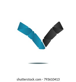 abstract icon logo v letter sign isolated on white background