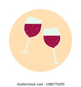 Abstract icon on white backdrop. Wine glass icon vector illustration. Sign, symbol, element. Wineglass outline vector icon. White background. Transparent background. Restaurant concept