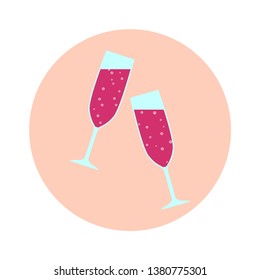 Abstract icon on white backdrop. Wine glass icon vector illustration. Sign, symbol, element. Wineglass outline vector icon. White background. Transparent background. Restaurant concept