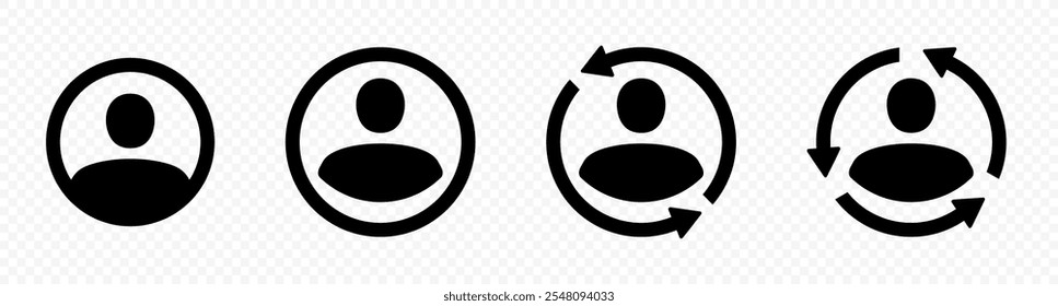 Icono Abstractas de una persona en un círculo y con flechas giratorias Diseño de Vector