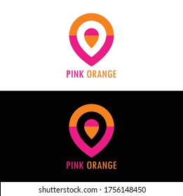 Abstract icon. Pink and orange crossed elements