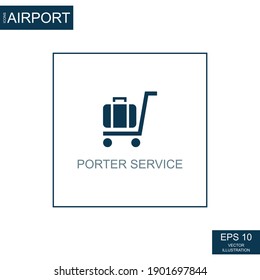 Abstract icon porter service on airport theme - Vector illustration