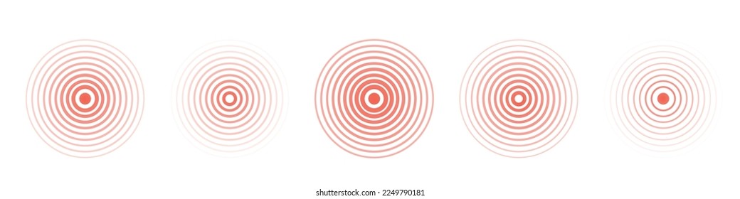 Abstrakte Symbol mit rotem Schmerz auf weißem Hintergrund für Dekorationsdesign.Radiale Bauchschmerzen. Vektorgrafiken Musterelemente einzeln