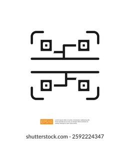 Abstract Icon Representing Data Analysis and Technology in a Digital Environment with Graphical Elements